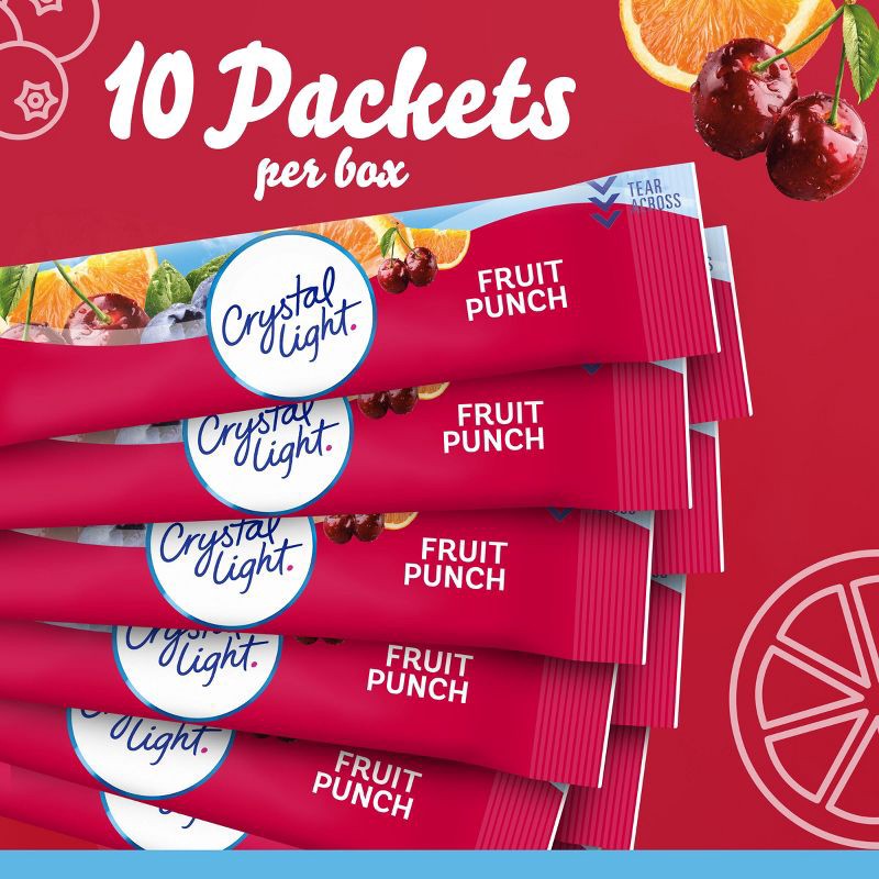 slide 5 of 9, Crystal Light On-the-Go Fruit Punch Drink Mix - 10pk/0.09oz, 10 ct, 0.09 oz