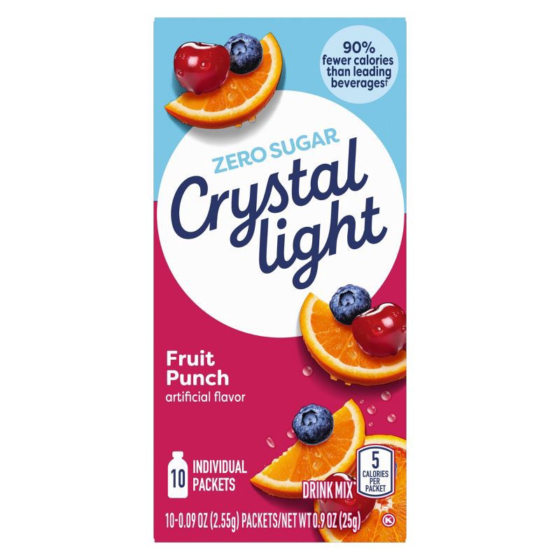 slide 7 of 9, Crystal Light On-the-Go Fruit Punch Drink Mix - 10pk/0.09oz, 10 ct, 0.09 oz