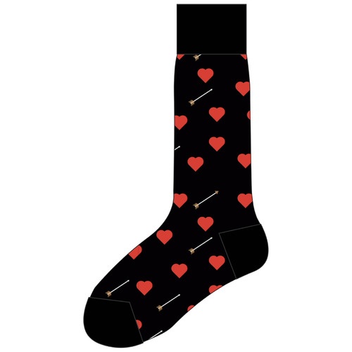 slide 1 of 1, Valentine's Day socks, hearts and arrows, 1 pair