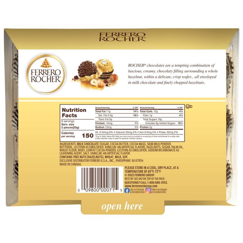 slide 2 of 7, Ferrero Rocher Fine Hazelnut Chocolate Candy - 5.3oz/12ct, 5.3 oz, 12 ct