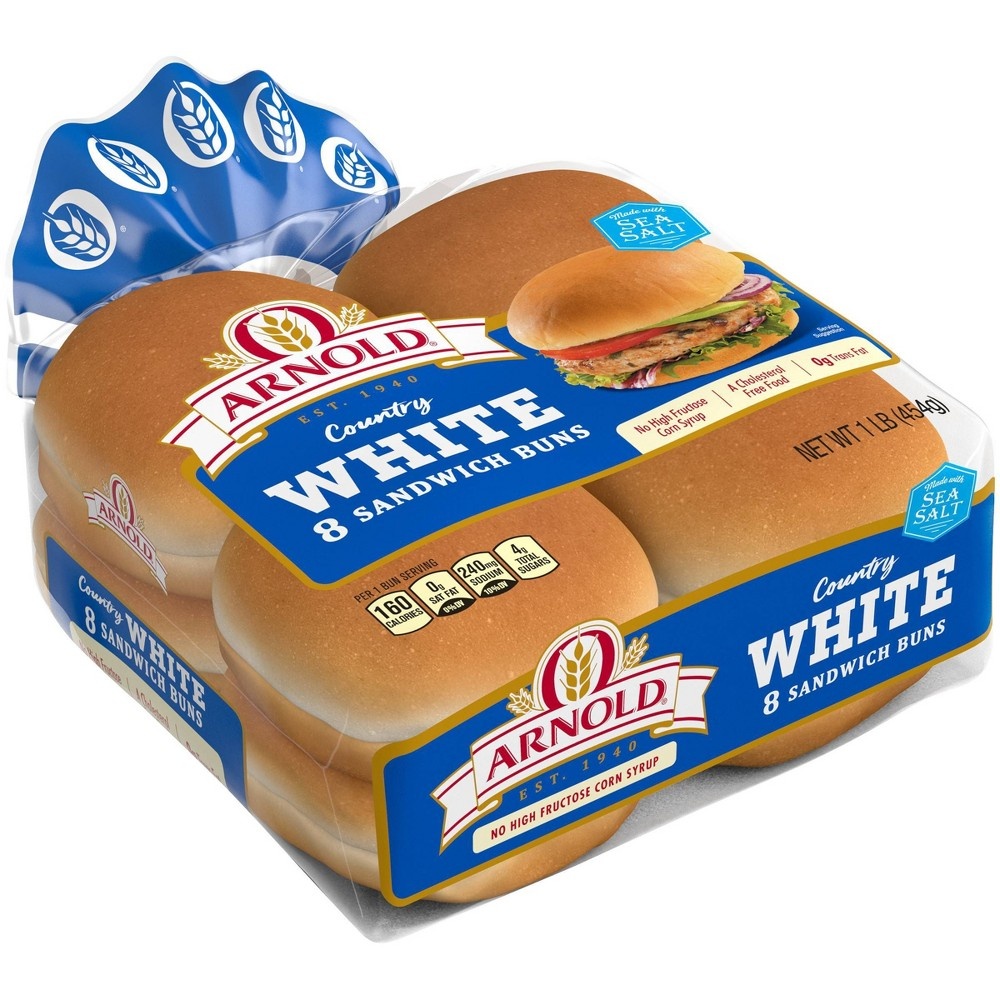 slide 2 of 4, Arnold Select White Hamburger Buns, 15 oz, 8 ct