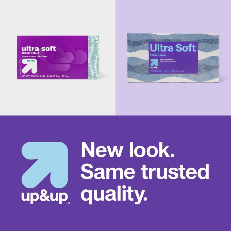 slide 4 of 4, Ultra Soft 3-Ply Facial Tissue - 1pk/110ct - up&up™, 1 ct, 110 ct