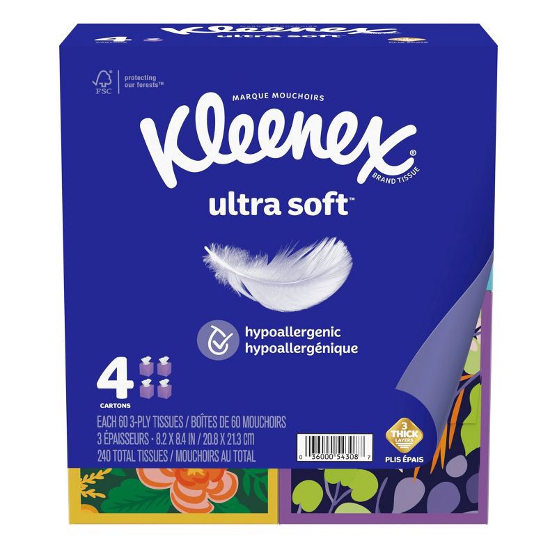 slide 2 of 9, Kleenex Ultra Soft 3-Ply Facial Tissue - 4pk/240ct, 4 pk; 240 ct