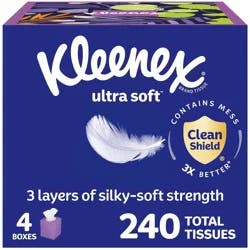 Kleenex Ultra Soft 3-Ply Facial Tissue - 4pk/240ct