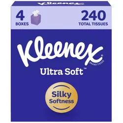 Kleenex Ultra Soft 3-Ply Facial Tissue - 4pk/240ct: Square Container