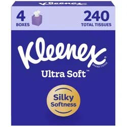 Kleenex Ultra Soft 3-Ply Facial Tissue - 4pk/240ct: Square Container