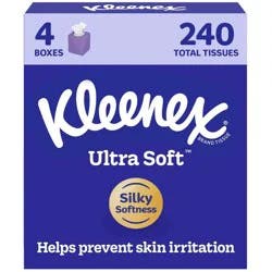 Kleenex Ultra Soft 3-Ply Facial Tissue - 4pk/240ct: Square Container