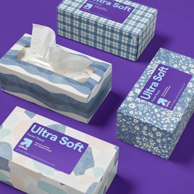 slide 2 of 4, Ultra Soft 3-Ply Facial Tissue - 4pk/440ct - up&up™, 4 pk; 440 ct
