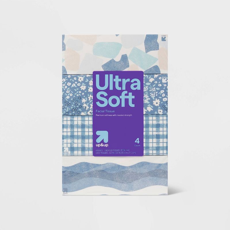 slide 1 of 4, Ultra Soft 3-Ply Facial Tissue - 4pk/440ct - up&up™, 4 pk; 440 ct