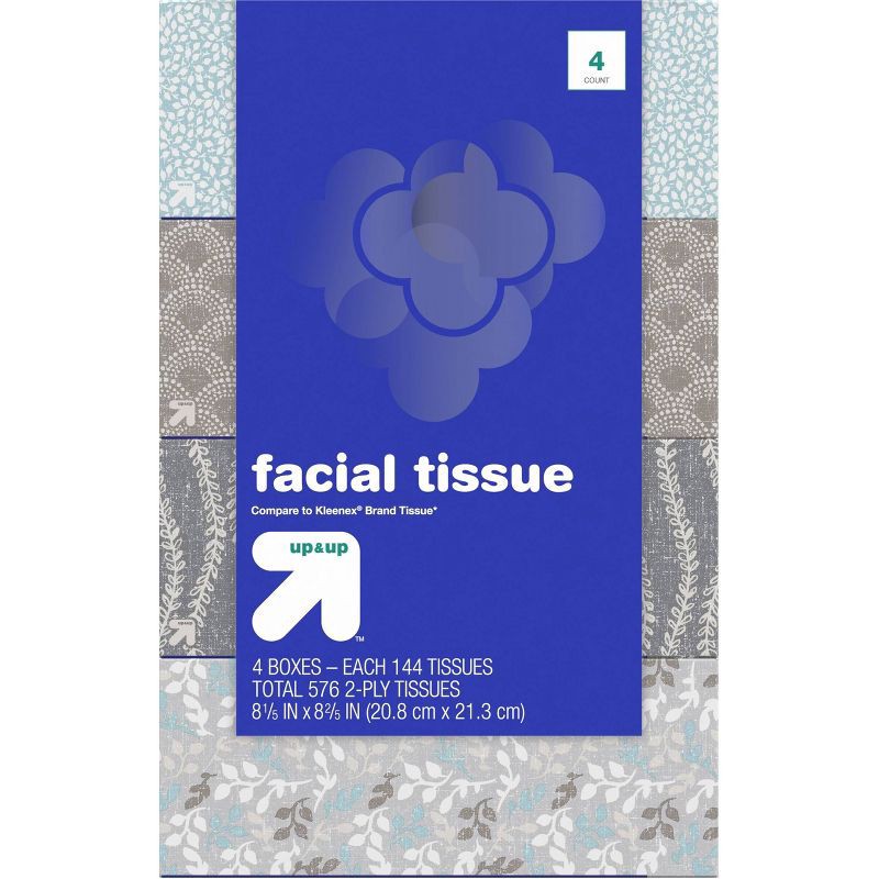 slide 1 of 9, Facial Tissue - 4pk/144ct - up & up™, 4 pk; 144 ct