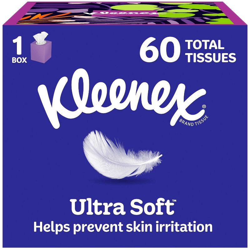 slide 1 of 9, Kleenex Ultra Soft 3-Ply Facial Tissue - 60ct: Square Container, 60 ct