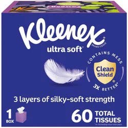 Kleenex Ultra Soft 3-Ply Facial Tissue - 60ct
