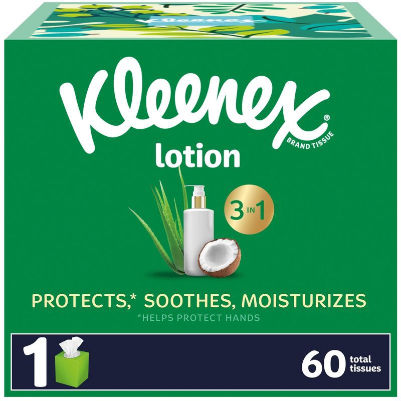 slide 1 of 9, Kleenex Lotion 3-Ply Facial Tissue - 60ct, 60 ct