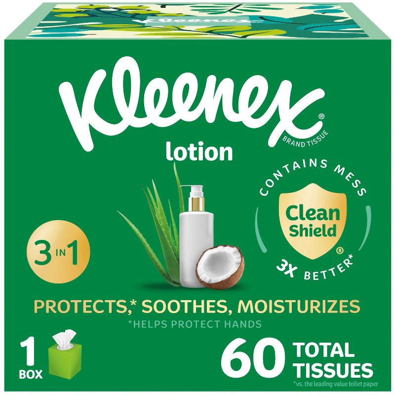 slide 1 of 10, Kleenex Lotion 3-Ply Facial Tissue - 60ct, 60 ct