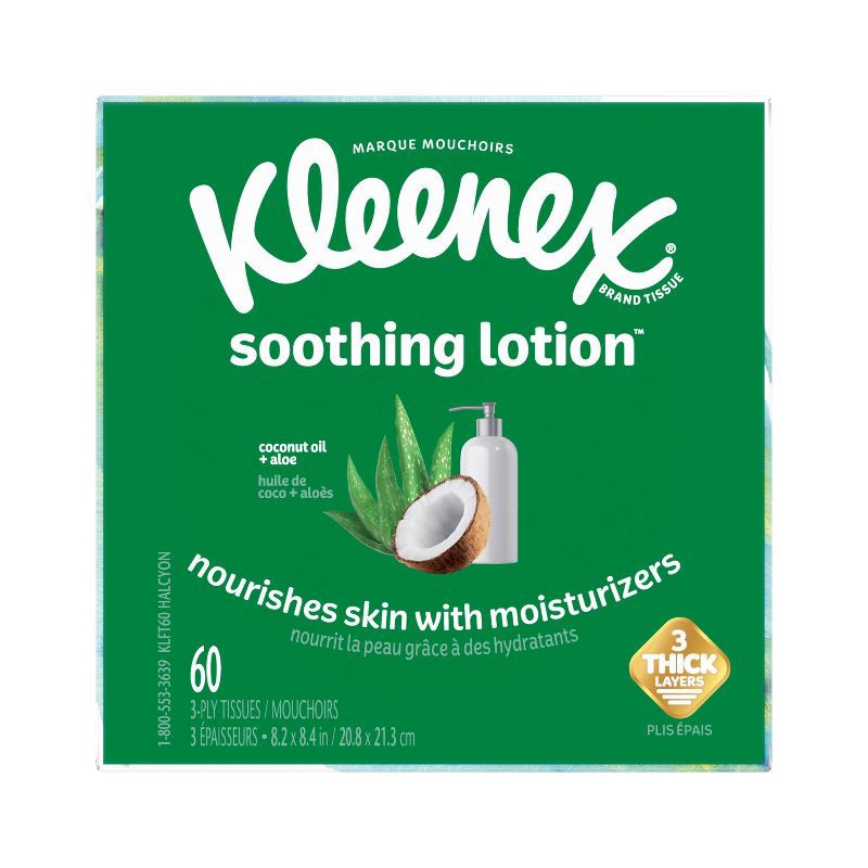 slide 9 of 9, Kleenex Lotion 3-Ply Facial Tissue - 60ct, 60 ct