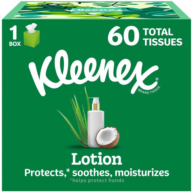 slide 1 of 12, Kleenex Lotion 3-Ply Facial Tissue - 60ct: Square Container, 60 ct