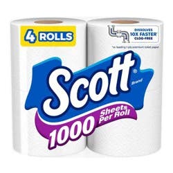 Scott 1000 Septic-Safe 1-Ply Toilet Paper - 4 Rolls