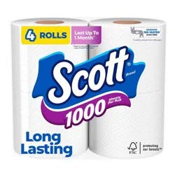 Scott 1000 Septic-Safe 1-Ply Toilet Paper - 4 Rolls