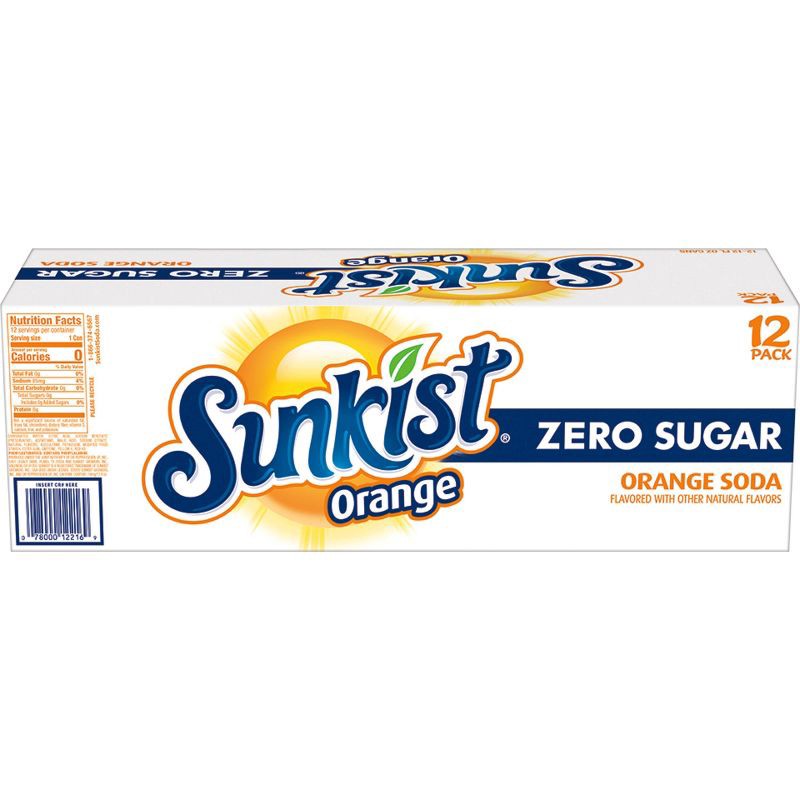 slide 5 of 8, Sunkist Zero Sugar Orange Soda - 12PK/12 fl oz Cans, 12 ct; 12 fl oz