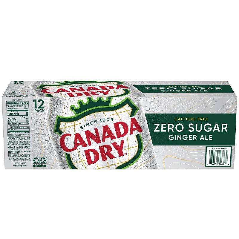 slide 5 of 14, Canada Dry Zero Sugar Ginger Ale Soda - 12pk/12 fl oz Cans, 12 ct; 12 fl oz