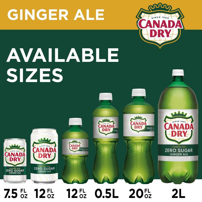 slide 5 of 14, Canada Dry Zero Sugar Ginger Ale Soda - 12pk/12 fl oz Cans, 12 ct; 12 fl oz