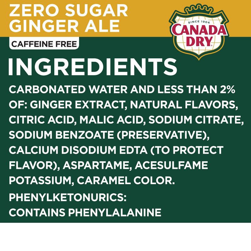 slide 6 of 14, Canada Dry Zero Sugar Ginger Ale Soda - 12pk/12 fl oz Cans, 12 ct; 12 fl oz