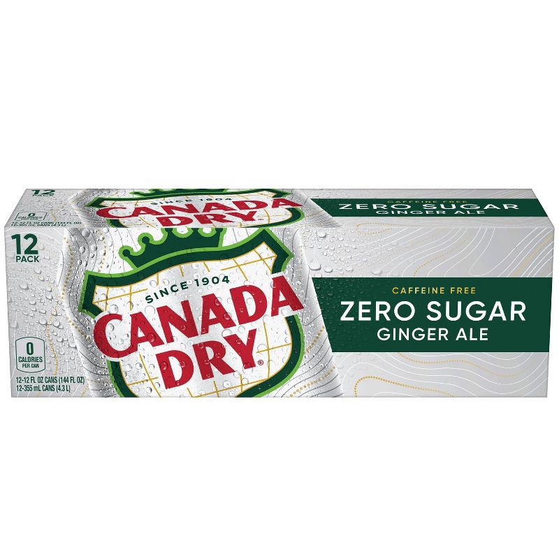 slide 9 of 14, Canada Dry Zero Sugar Ginger Ale Soda - 12pk/12 fl oz Cans, 12 ct; 12 fl oz