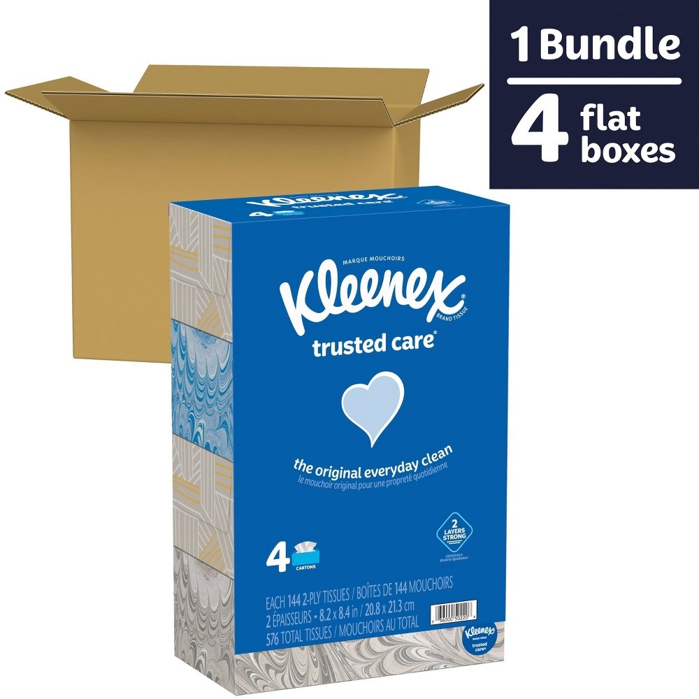 slide 5 of 10, Kleenex Trusted Care Facial Tissue, 4 pk; 144 ct