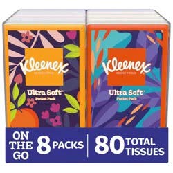 Kleenex Pocket Pack 3-Ply Travel Facial Tissues - 8pk/80ct