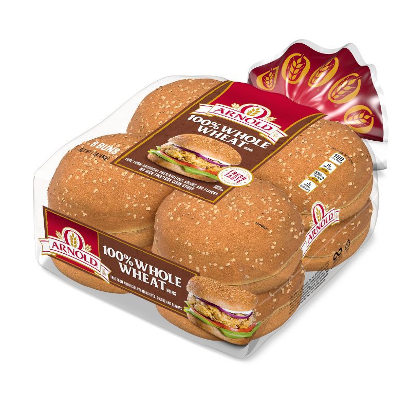 slide 6 of 11, Arnold Select Whole Wheat Hamburger Buns - 16oz/8ct, 8 ct; 16 oz