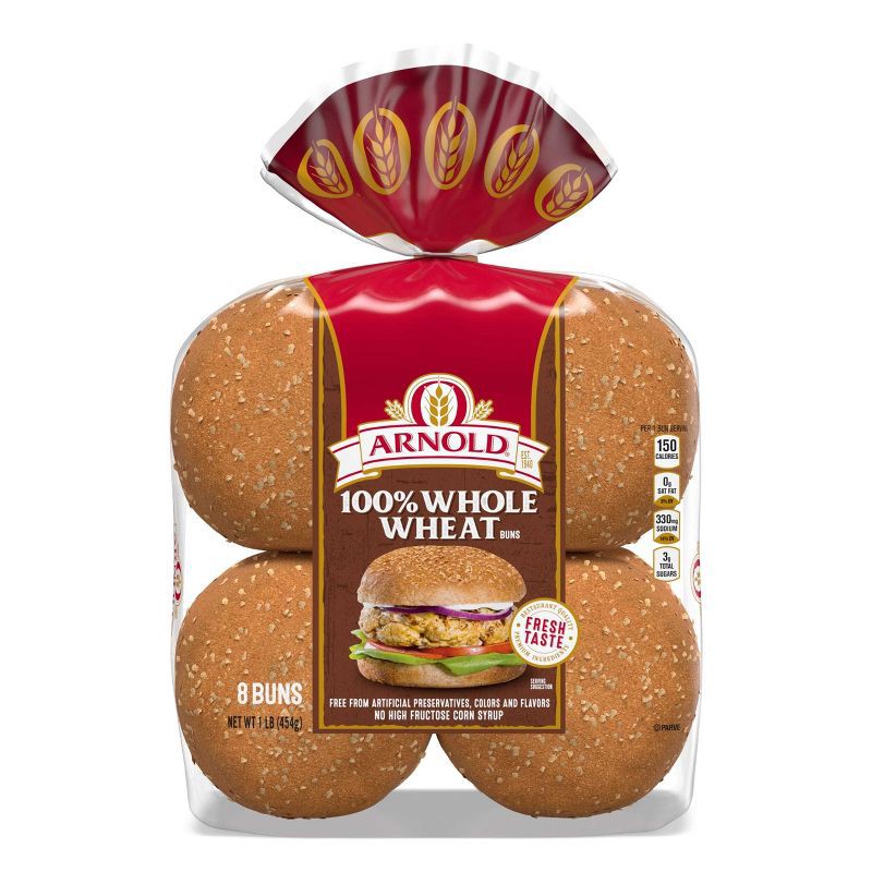 slide 8 of 11, Arnold Select Whole Wheat Hamburger Buns - 16oz/8ct, 8 ct; 16 oz