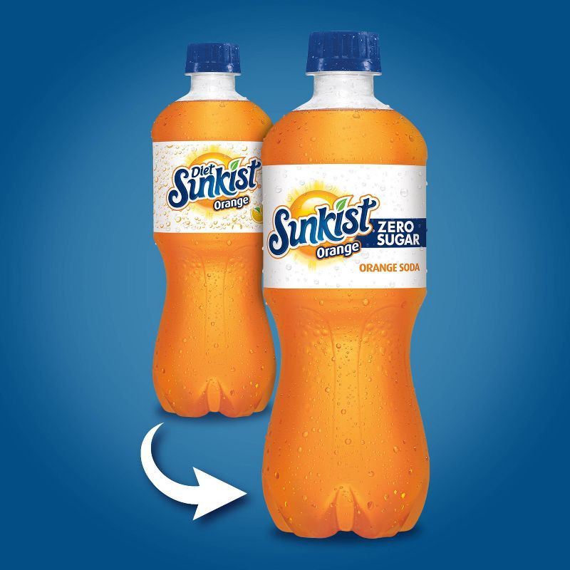 slide 3 of 6, Sunkist Zero Sugar Orange Soda - 20 fl oz Bottles, 20 fl oz