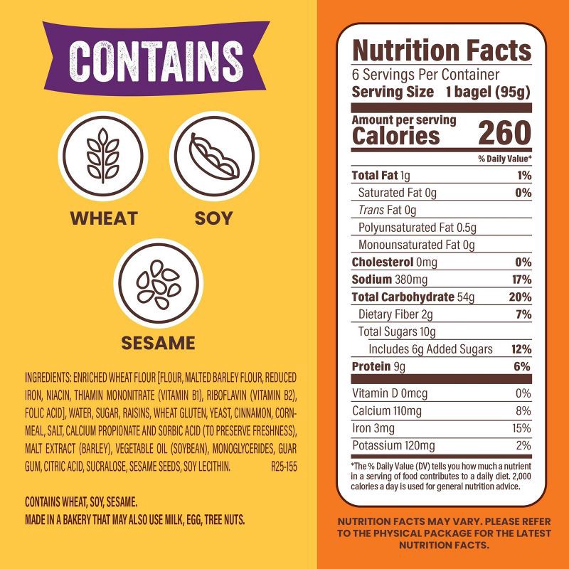 slide 2 of 17, Thomas' Cinnamon Raisin Bagels - 20oz/6ct, 6 ct; 20 oz