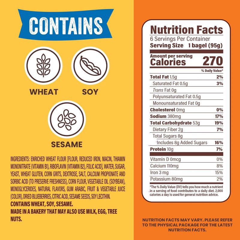 slide 4 of 12, Thomas' Blueberry Bagels - 20oz/6ct, 6 ct; 20 oz