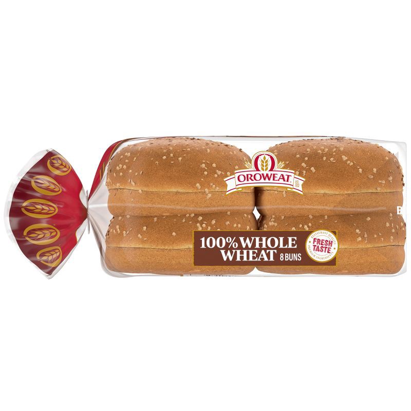slide 3 of 8, Oroweat 100% Whole Wheat Hamburger Buns - 1lbs/8ct, 1 lb, 8 ct