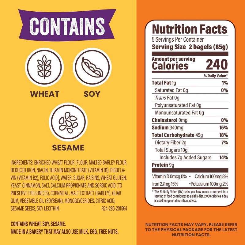 slide 4 of 11, Thomas' Cinnamon Raisin Mini Bagels - 18oz, 18 oz