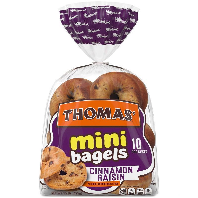 slide 9 of 11, Thomas' Cinnamon Raisin Mini Bagels - 18oz, 18 oz