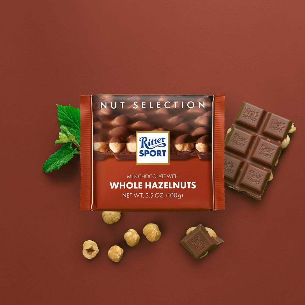 slide 4 of 4, Ritter Sport Milk Chocolate With Whole Hazelnuts, 3.5 oz