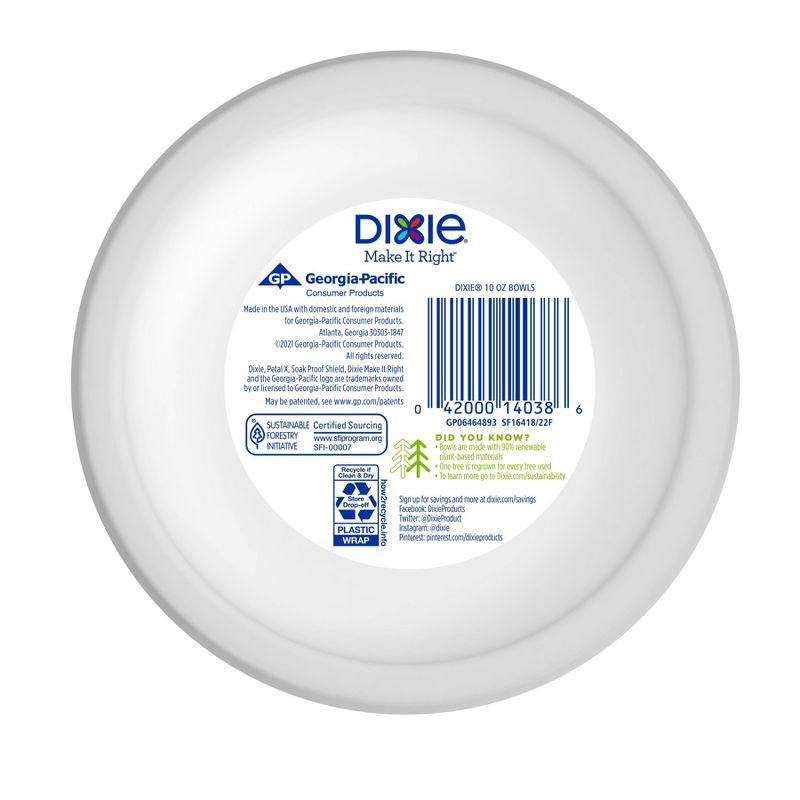 slide 7 of 8, Dixie Disposable Paper Bowls – 42ct/10oz, 42 ct, 10 oz