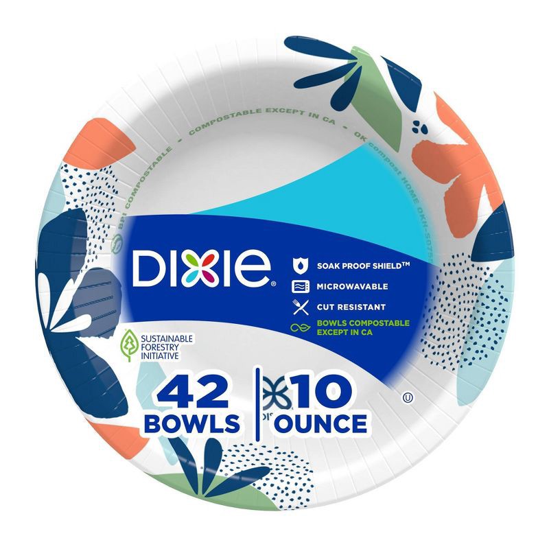 slide 1 of 9, Dixie Disposable Paper Bowls – 42ct/10oz, 42 ct, 10 oz