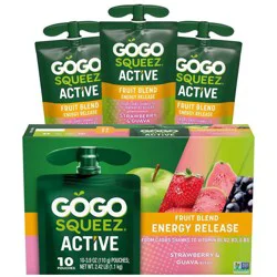 GoGo SqueeZ Active Fruit Blend Energy Release, Strawberry & Guava Punches - 3.9 oz / 10 ct