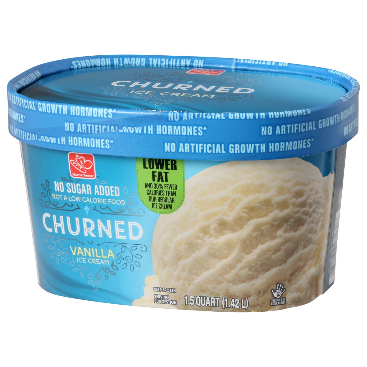 slide 2 of 10, Harris Teeter Reduced Fat Ice Cream - No Sugar Added Vanilla, 48 oz