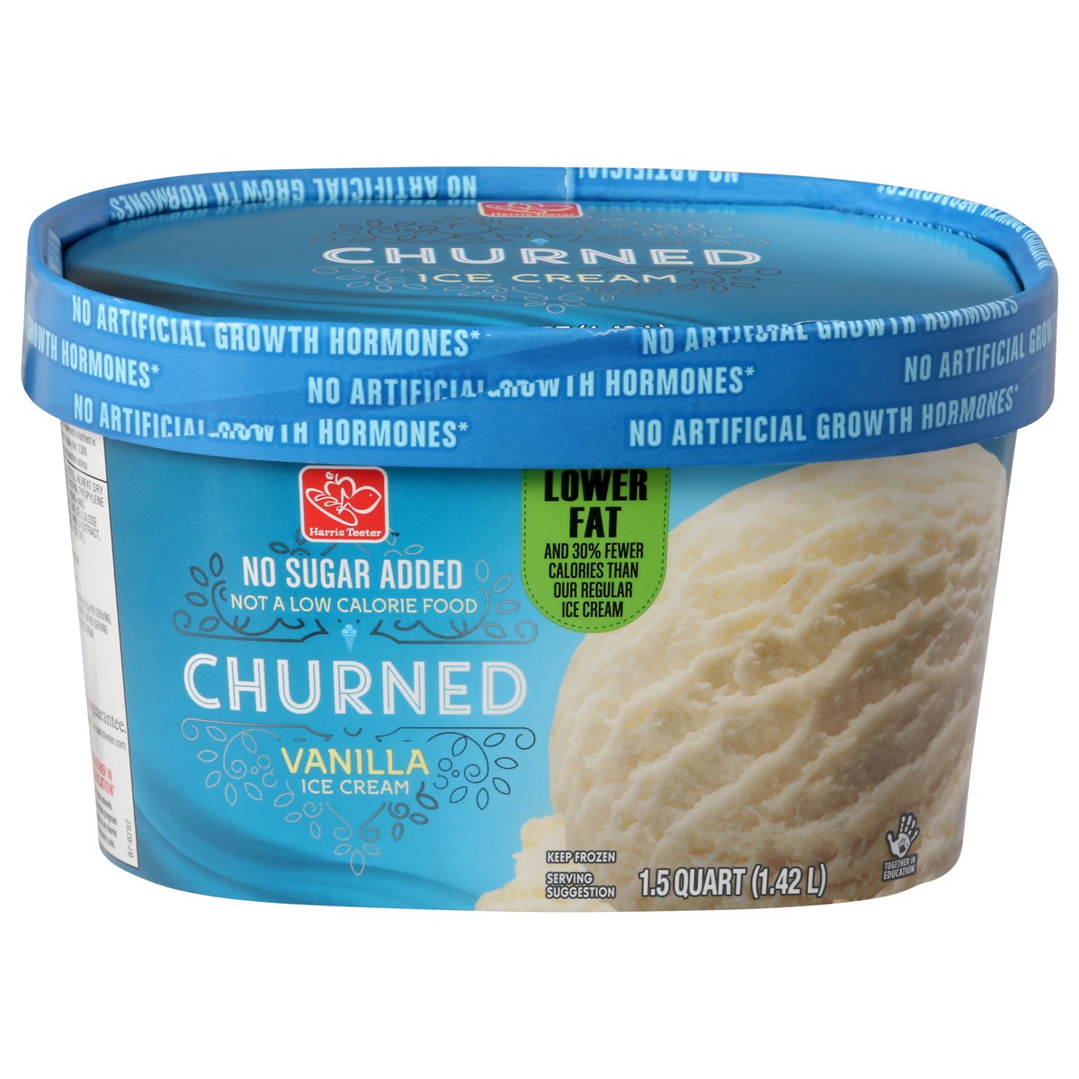 slide 1 of 10, Harris Teeter Reduced Fat Ice Cream - No Sugar Added Vanilla, 48 oz