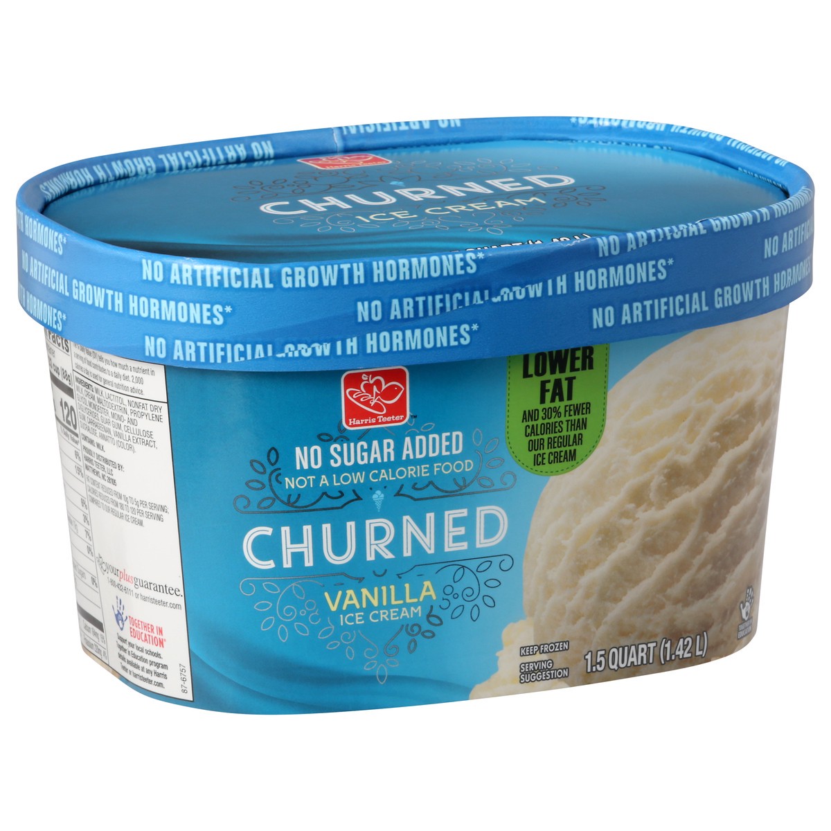 slide 10 of 10, Harris Teeter Reduced Fat Ice Cream - No Sugar Added Vanilla, 48 oz