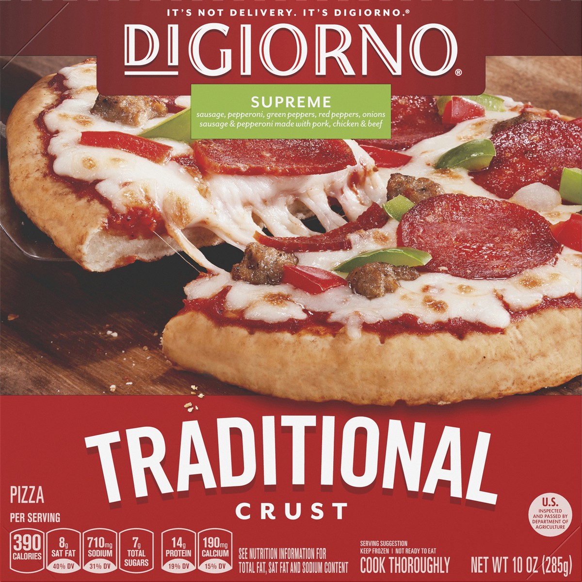 slide 2 of 13, DiGiorno Supreme Frozen Personal Pizza on a Hand-Tossed Style Traditional Crust, 10 oz