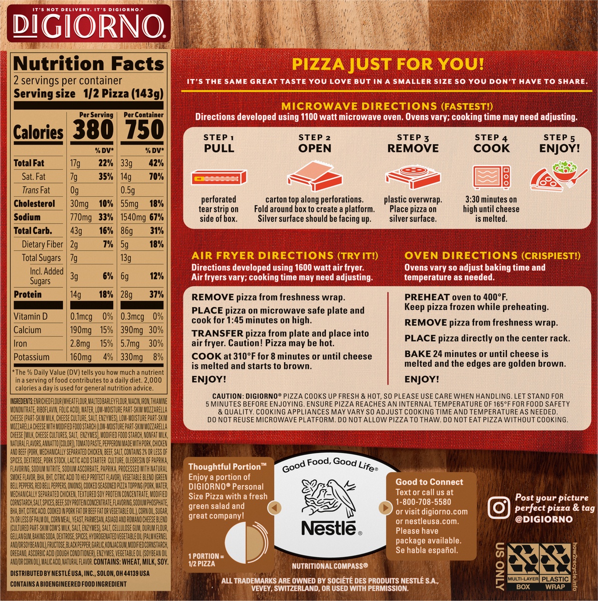 slide 10 of 11, DiGiorno Supreme Frozen Personal Pizza on a Traditional Crust, 10 oz