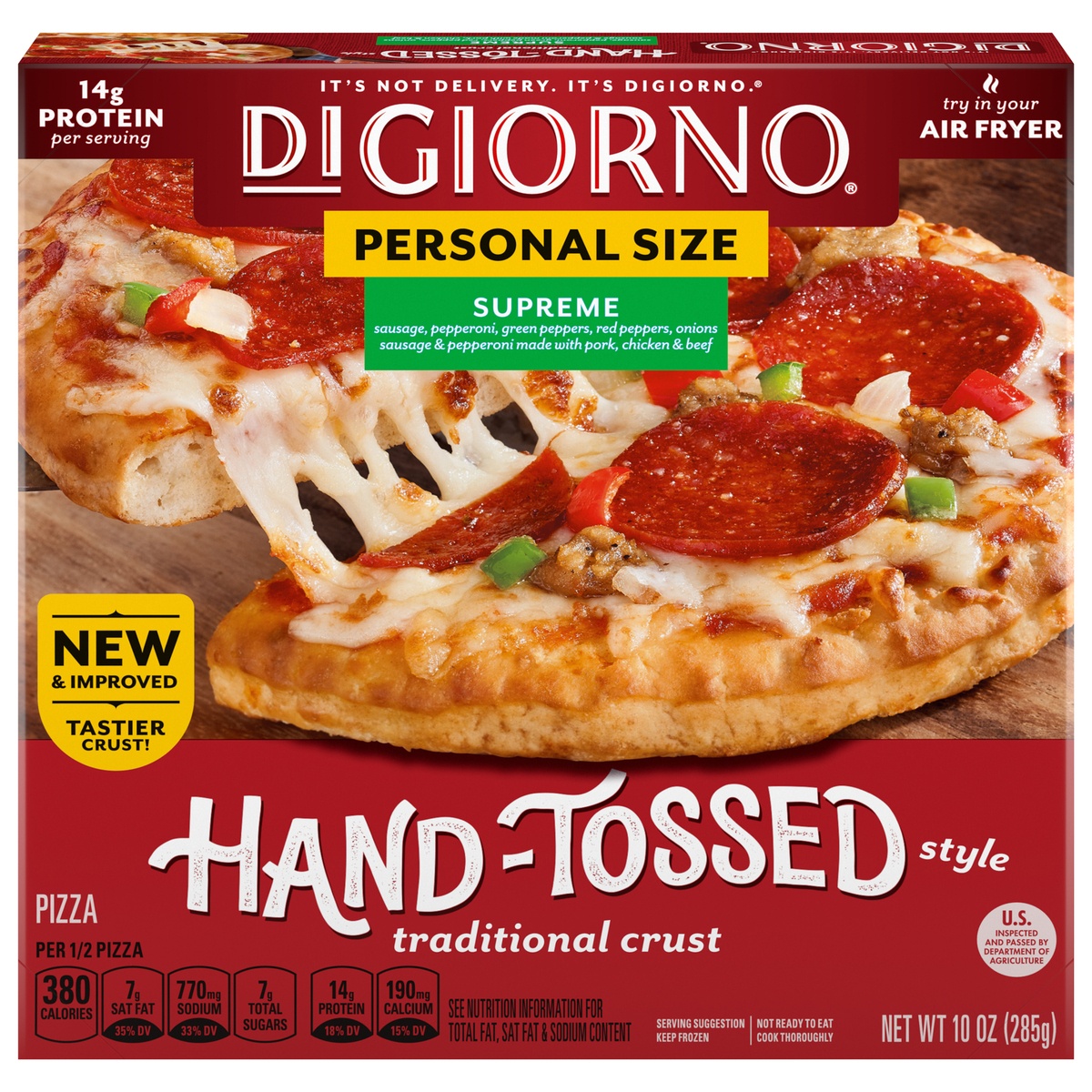 slide 11 of 11, DiGiorno Supreme Frozen Personal Pizza on a Traditional Crust, 10 oz