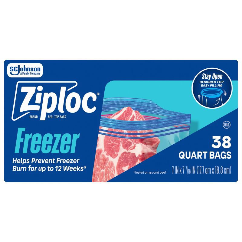 slide 1 of 13, Ziploc Quart Freezer Bags with Grip 'n Seal Technology - 38ct, 38 ct