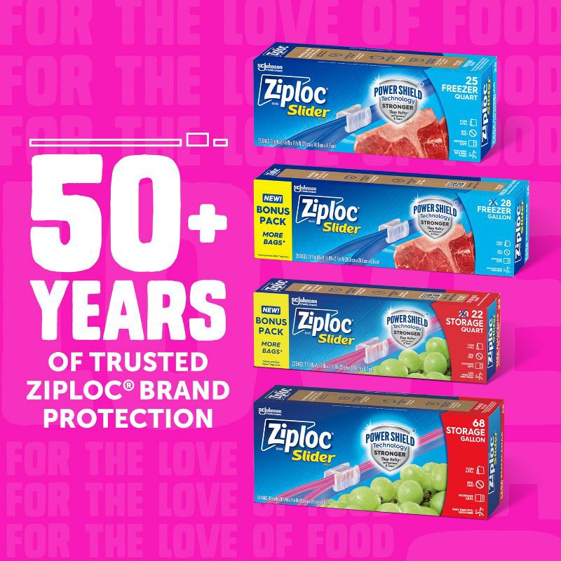 slide 9 of 11, Ziploc Slider Quart Storage Bags with Power Shield Technology - 42ct, 42 ct
