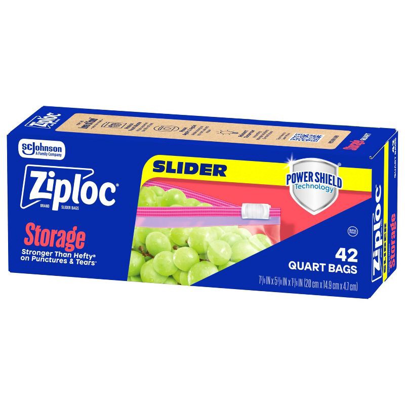 slide 10 of 11, Ziploc Slider Quart Storage Bags with Power Shield Technology - 42ct, 42 ct